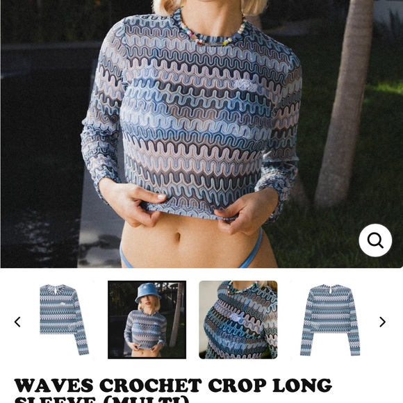 RipnDip Waves Crochet Crop Long Sleeve Sweater - Multicolor XS - Picture 1 of 5